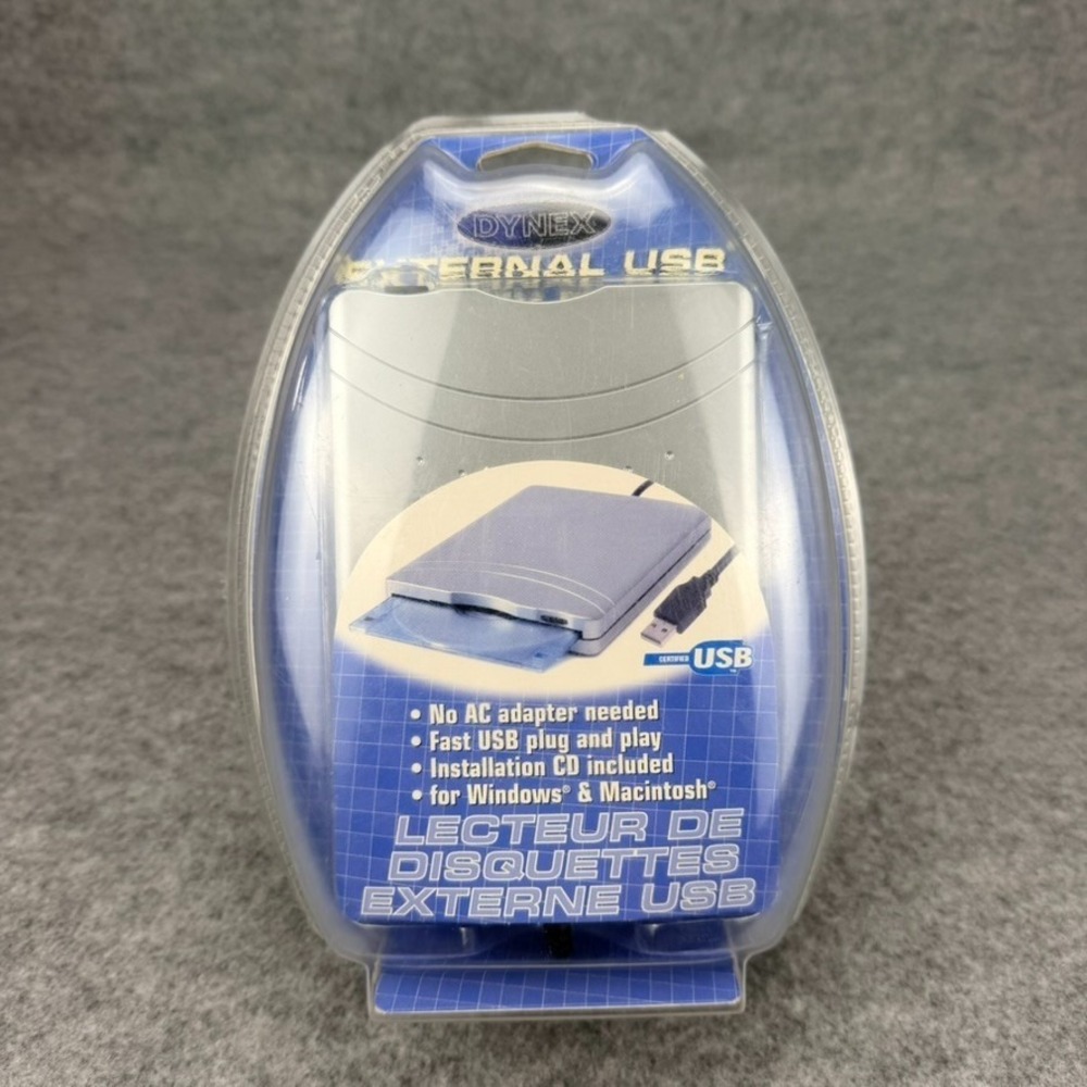 Dynex DX-EF101 External USB Floppy Disk Drive 3.5 Portable Silver NEW Sealed